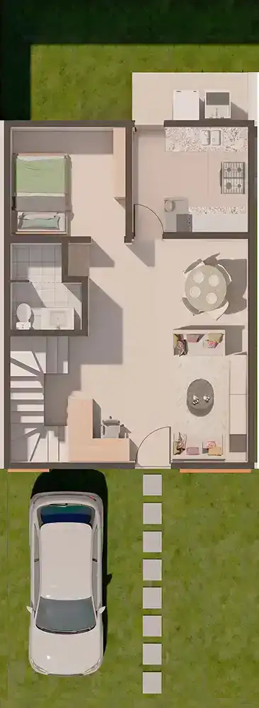 plano de casa mi vivienda tipo 2 - 2 pisos