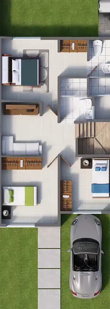 plano de casa mi vivienda tipo 3 - 2 pisos